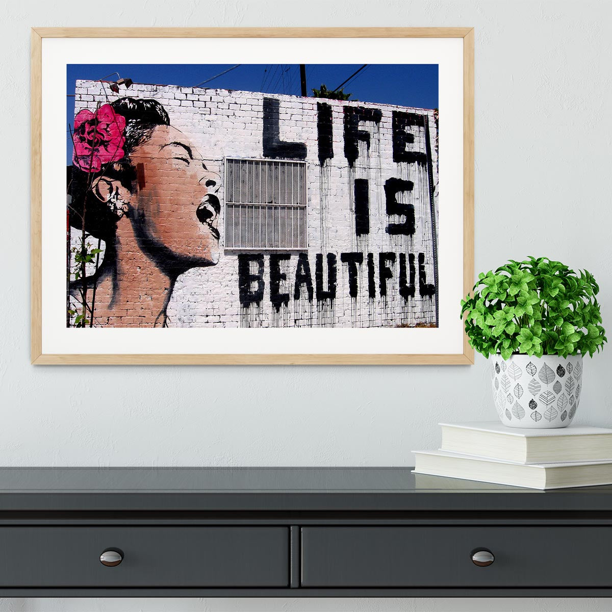 Banksy Life is Beautiful Framed Print - Canvas Art Rocks - 3