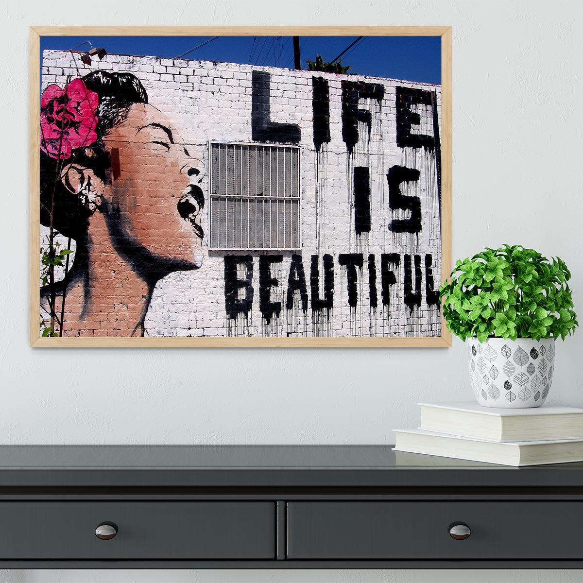 Banksy Life is Beautiful Framed Print - Canvas Art Rocks - 4