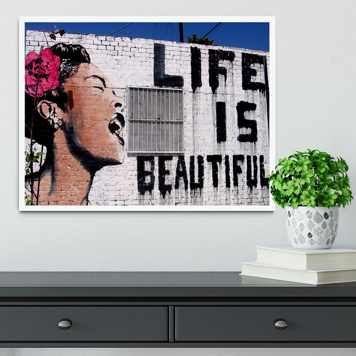 Banksy Life is Beautiful Framed Print - Canvas Art Rocks -6