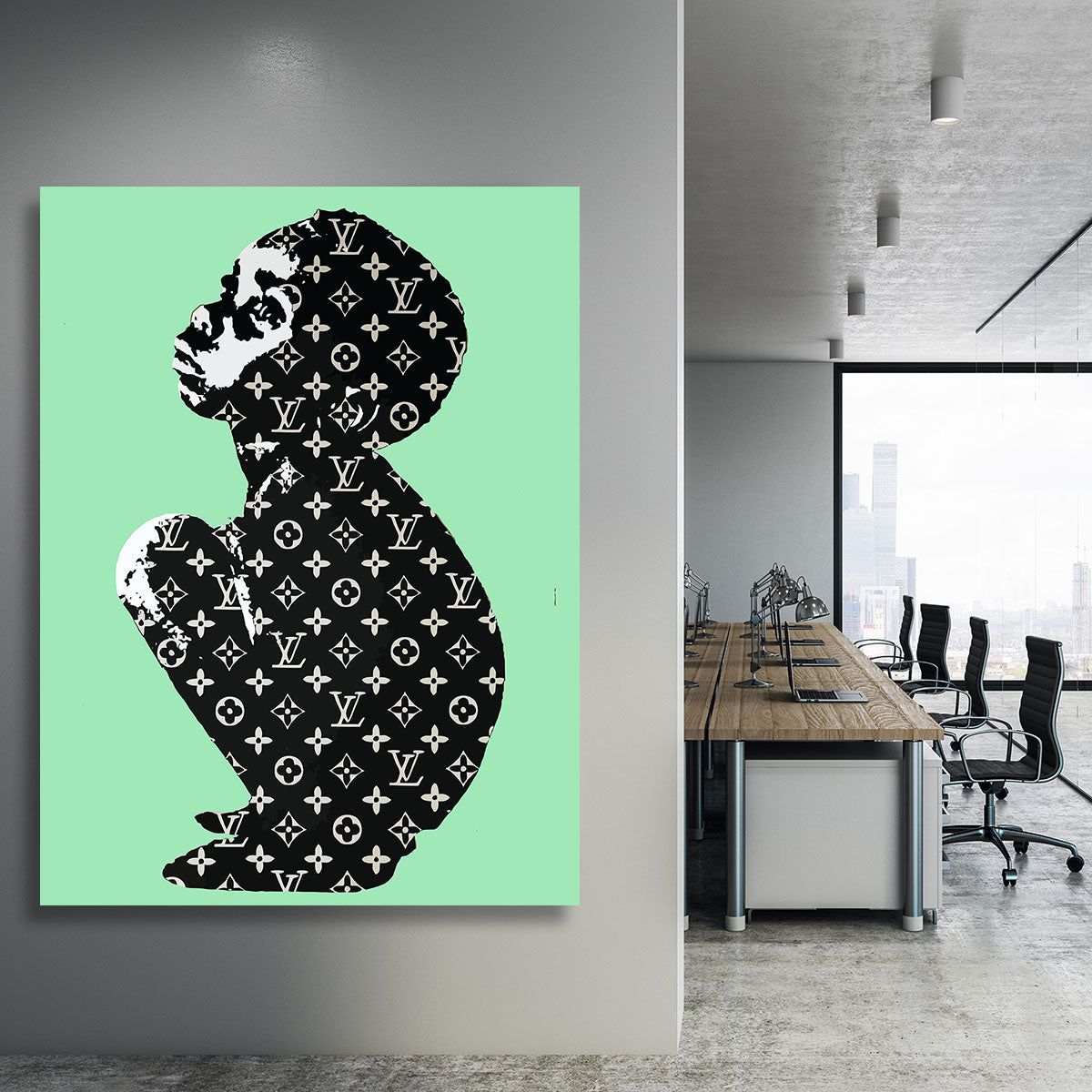 Banksy Louis Vuitton Kid Green Canvas Print or Poster - Canvas Art Rocks - 3