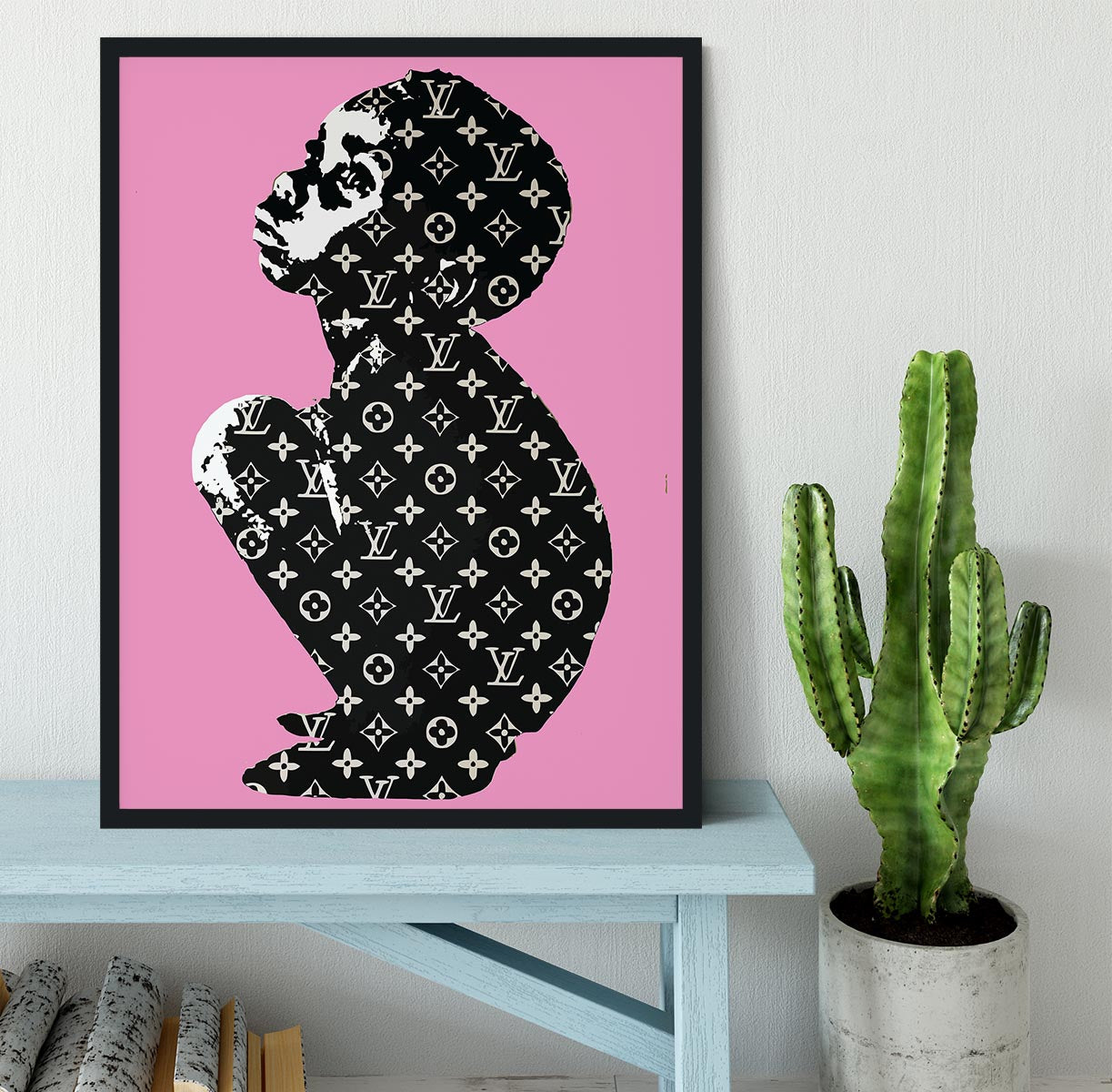 Banksy Louis Vuitton Kid Pink Framed Print - Canvas Art Rocks - 2