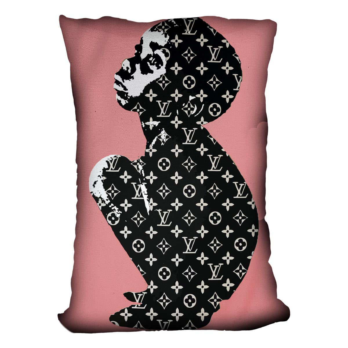Banksy Louis Vuitton Kid Red Cushion - Canvas Art Rocks - 4
