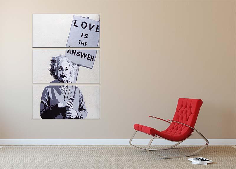 Banksy Love Is The Answer 3 Split Panel Canvas Print - Canvas Art Rocks - 2