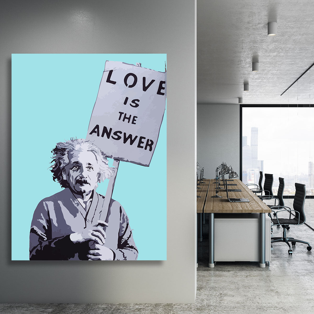 Banksy Love Is The Answer Light Blue Canvas Print or Poster - Canvas Art Rocks - 3