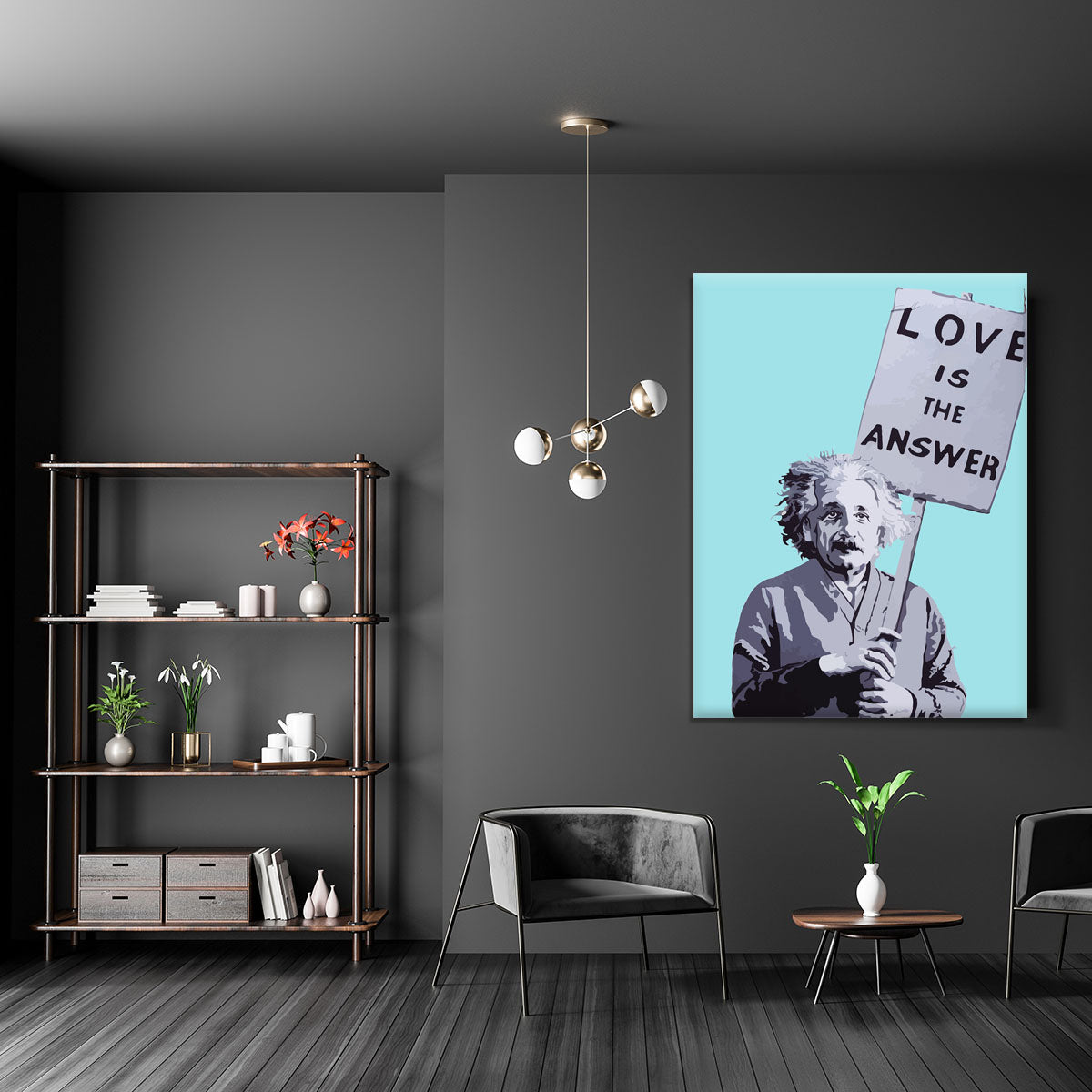 Banksy Love Is The Answer Light Blue Canvas Print or Poster - Canvas Art Rocks - 5