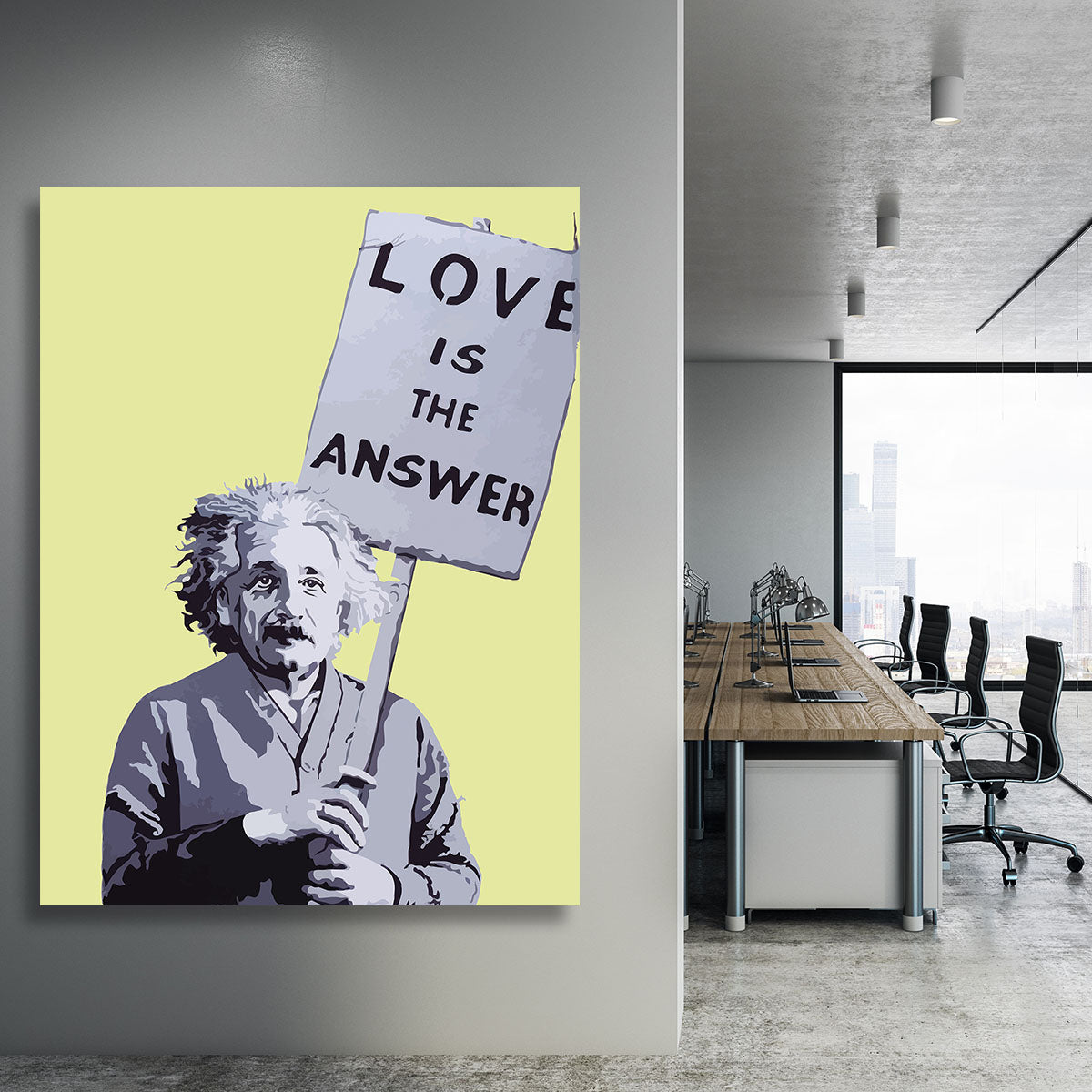 Banksy Love Is The Answer Yellow Canvas Print or Poster - Canvas Art Rocks - 3