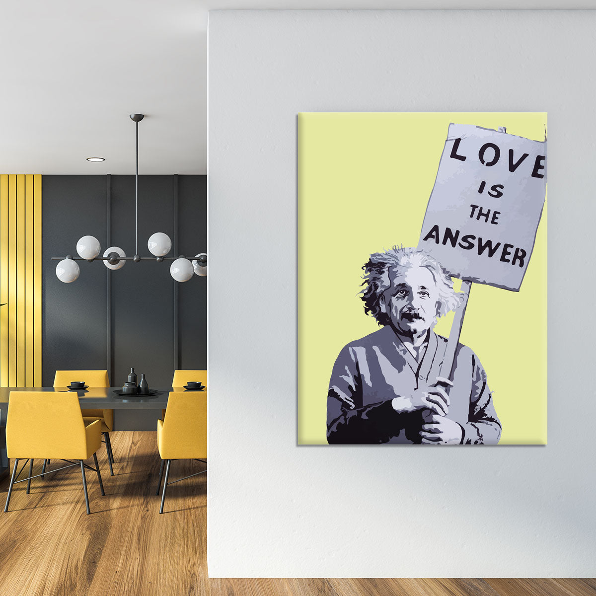 Banksy Love Is The Answer Yellow Canvas Print or Poster - Canvas Art Rocks - 4