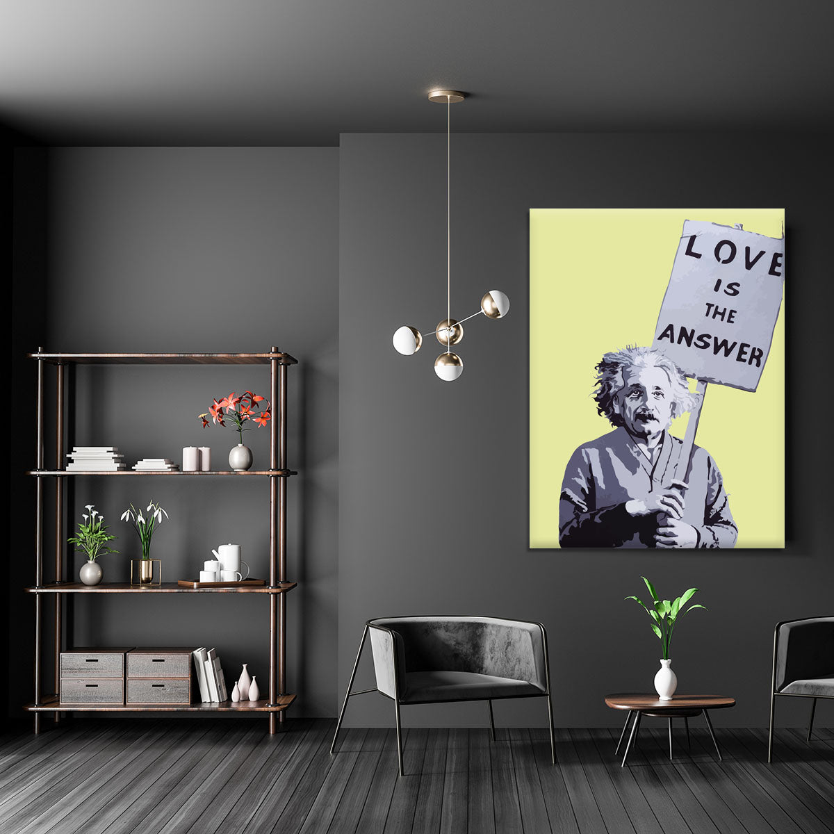 Banksy Love Is The Answer Yellow Canvas Print or Poster - Canvas Art Rocks - 5