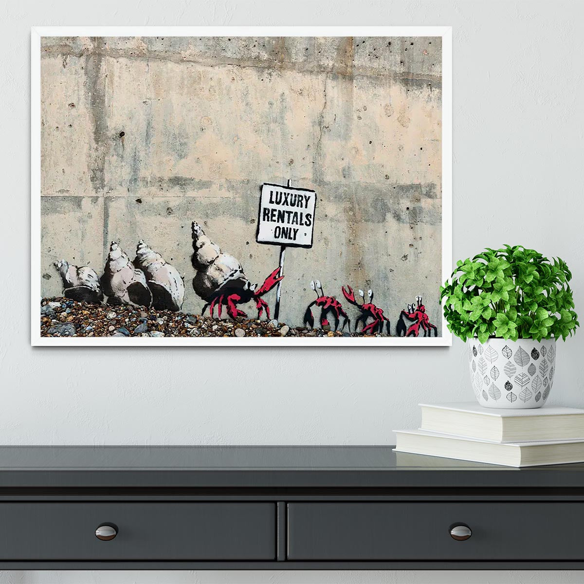 Banksy Luxury Rentals Only Framed Print Canvas Art Rocks