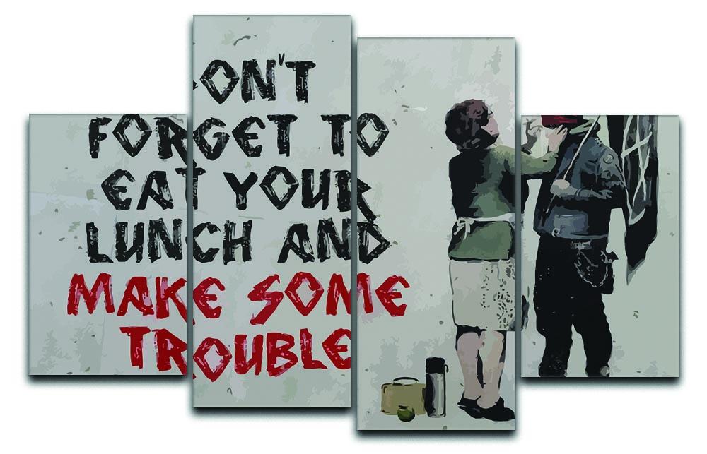 Banksy Make Some Trouble 4 Split Panel Canvas  - Canvas Art Rocks - 1