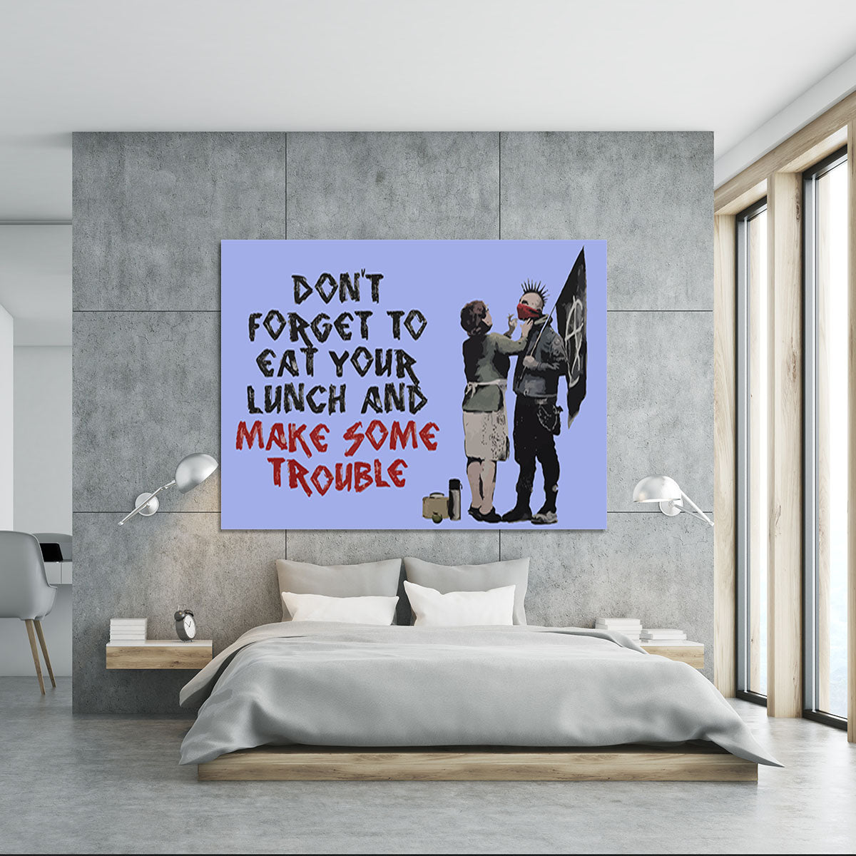 Banksy Make Some Trouble Blue Canvas Print or Poster - Canvas Art Rocks - 5