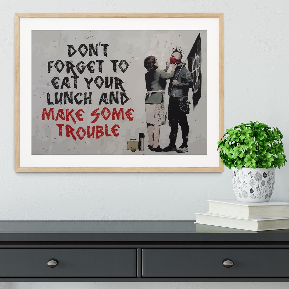 Banksy Make Some Trouble Framed Print - Canvas Art Rocks - 3