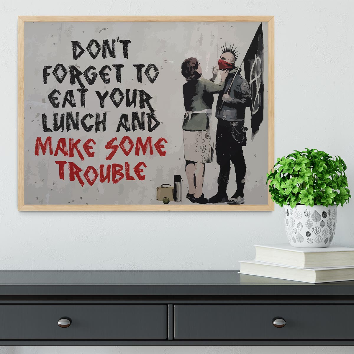 Banksy Make Some Trouble Framed Print - Canvas Art Rocks - 4