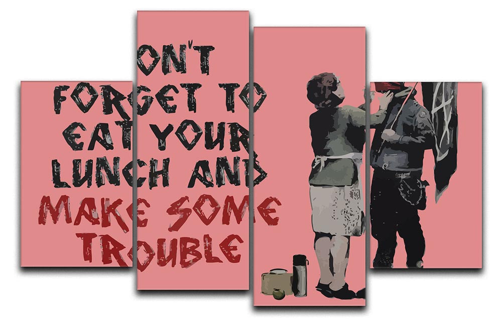 Banksy Make Some Trouble Red 4 Split Panel Canvas - Canvas Art Rocks - 1