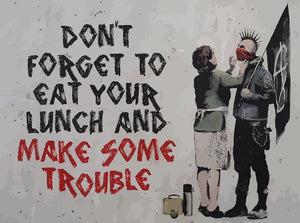 Banksy Make Some Trouble Wall Mural Wallpaper - Canvas Art Rocks - 1