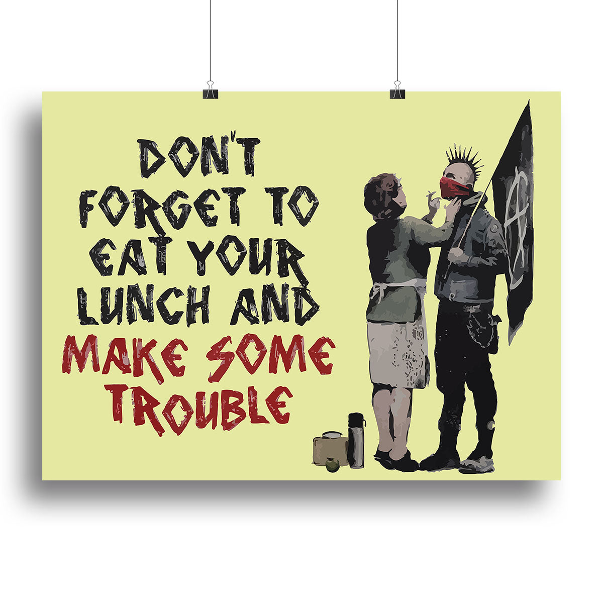 Banksy Make Some Trouble Yellow Canvas Print or Poster - Canvas Art Rocks - 2