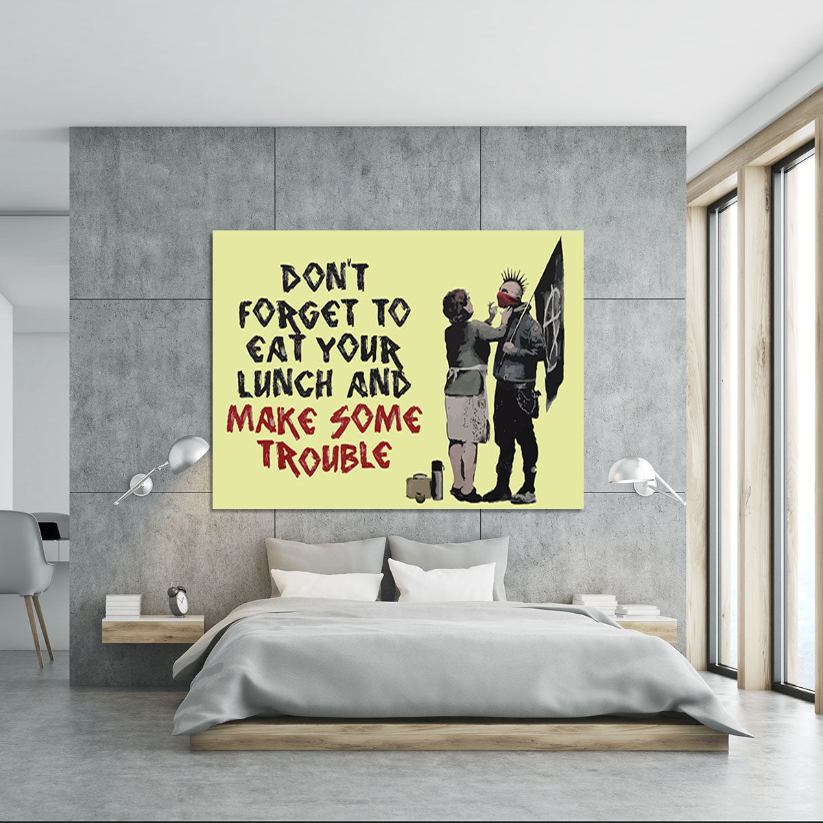 Banksy Make Some Trouble Yellow Canvas Print or Poster - Canvas Art Rocks - 5