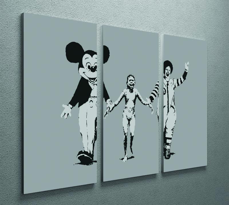 Banksy Mickey And Ronald 3 Split Panel Canvas Print - Canvas Art Rocks - 2