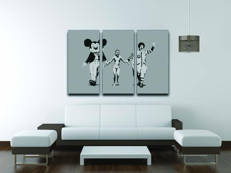 Banksy Mickey And Ronald 3 Split Panel Canvas Print - Canvas Art Rocks - 3