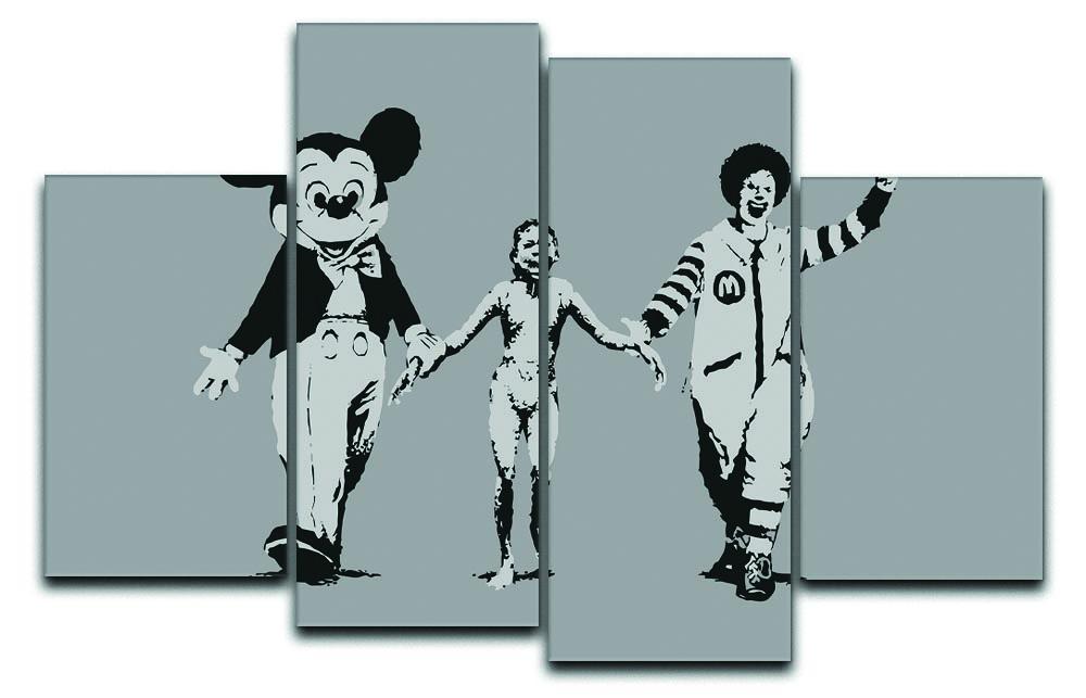 Banksy Mickey And Ronald 4 Split Panel Canvas  - Canvas Art Rocks - 1
