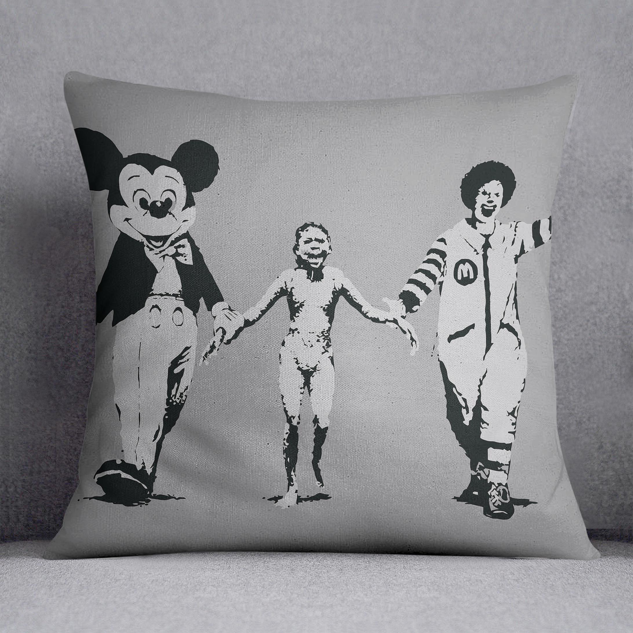 Banksy Mickey And Ronald Cushion
