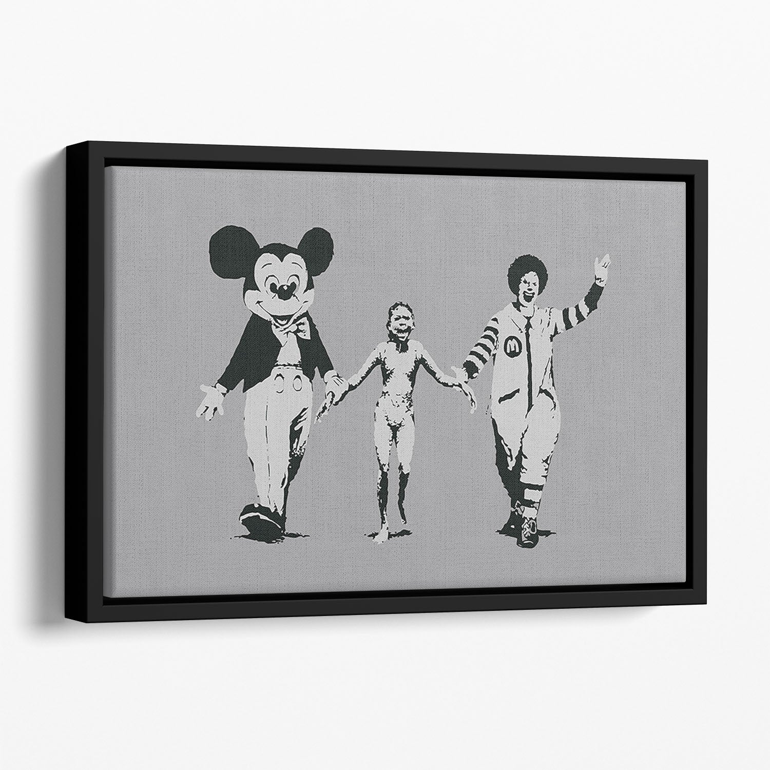 Banksy Mickey And Ronald Floating Framed Canvas