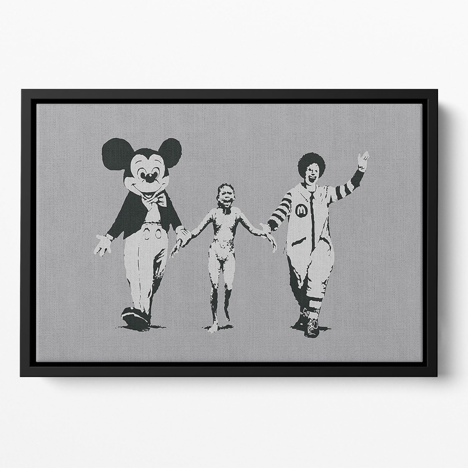 Banksy Mickey And Ronald Floating Framed Canvas