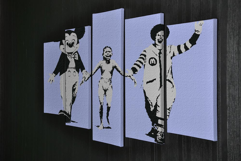 Banksy Mickey and Ronald Blue 5 Split Panel Canvas - Canvas Art Rocks - 2