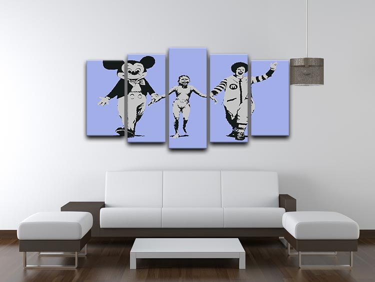 Banksy Mickey and Ronald Blue 5 Split Panel Canvas - Canvas Art Rocks - 3