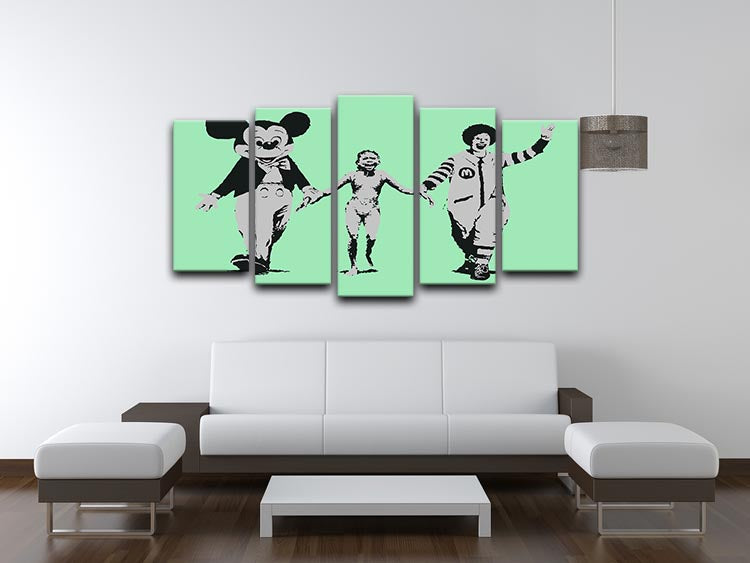 Banksy Mickey and Ronald Green 5 Split Panel Canvas - Canvas Art Rocks - 3
