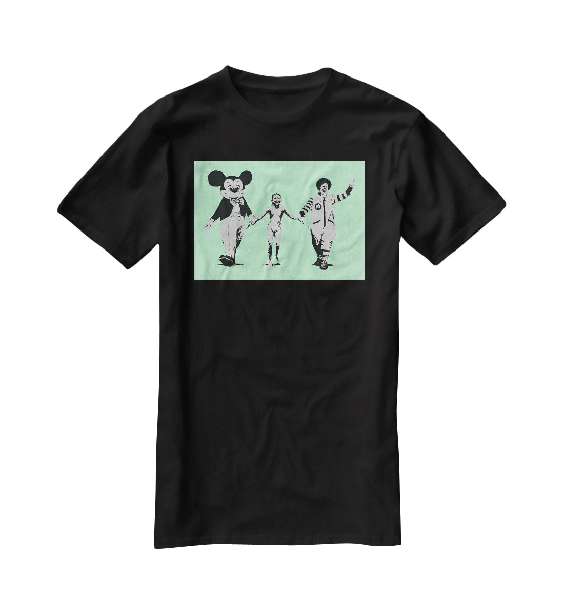 Banksy Mickey and Ronald Green T-Shirt - Canvas Art Rocks - 1