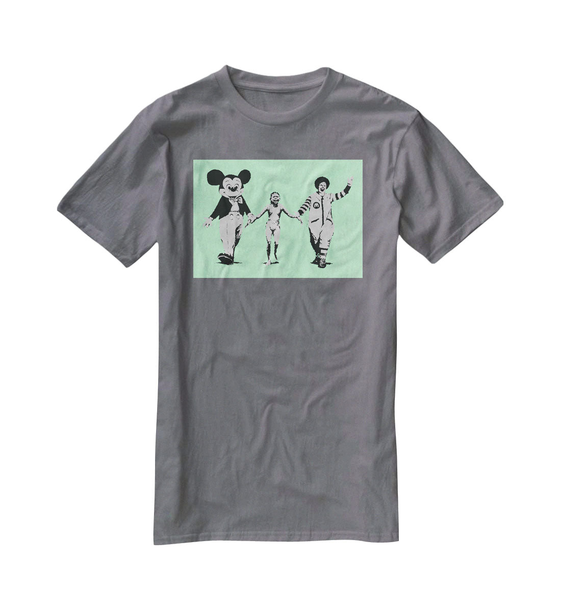 Banksy Mickey and Ronald Green T-Shirt - Canvas Art Rocks - 3