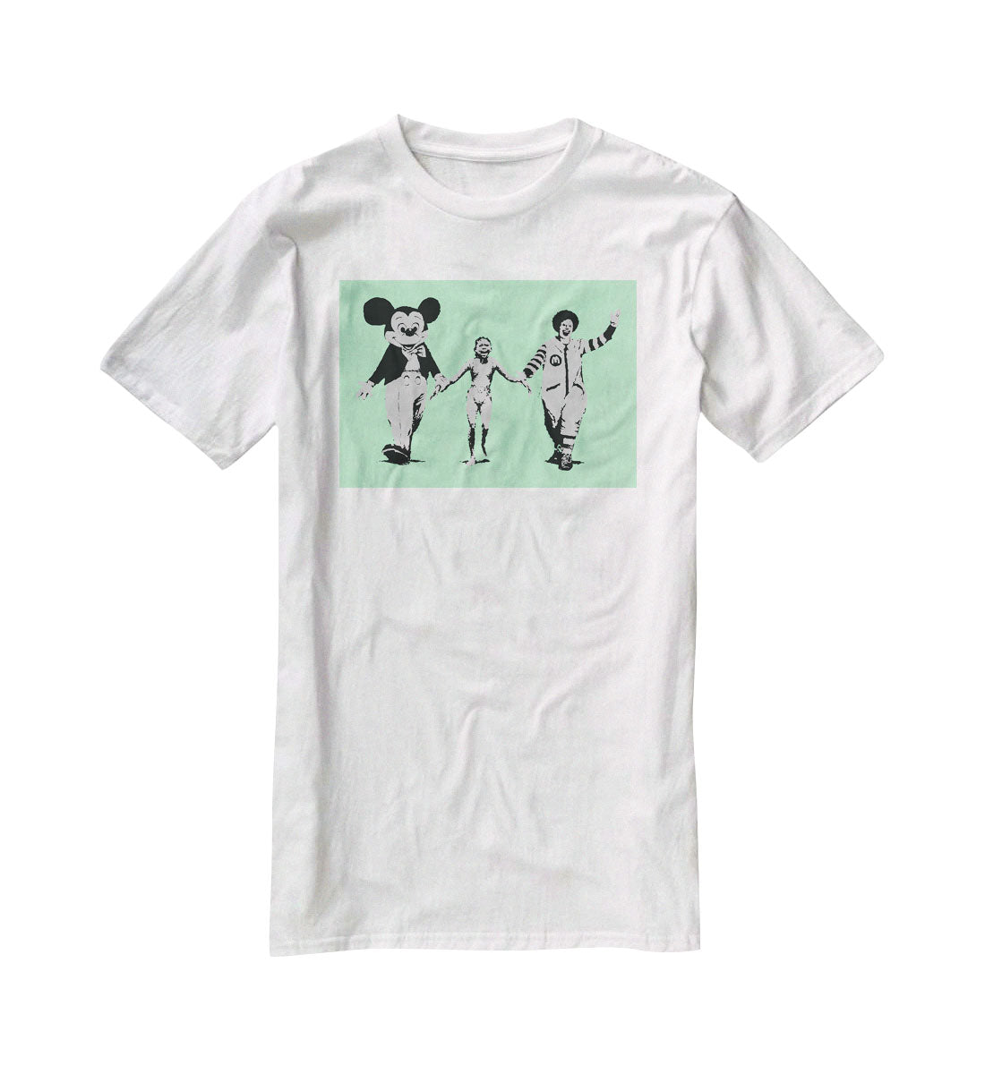 Banksy Mickey and Ronald Green T-Shirt - Canvas Art Rocks - 5