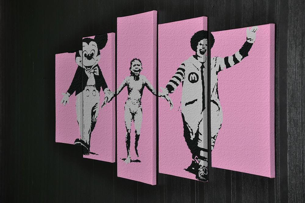 Banksy Mickey and Ronald Pink 5 Split Panel Canvas - Canvas Art Rocks - 2