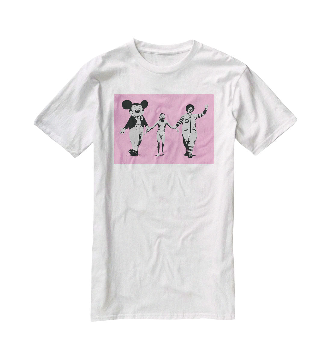 Banksy Mickey and Ronald Pink T-Shirt - Canvas Art Rocks - 5
