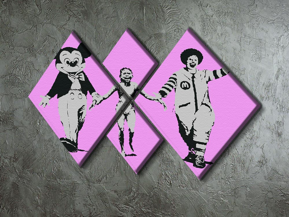 Banksy Mickey and Ronald Purple 4 Square Multi Panel Canvas - Canvas Art Rocks - 2