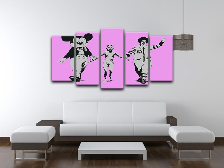 Banksy Mickey and Ronald Purple 5 Split Panel Canvas - Canvas Art Rocks - 3