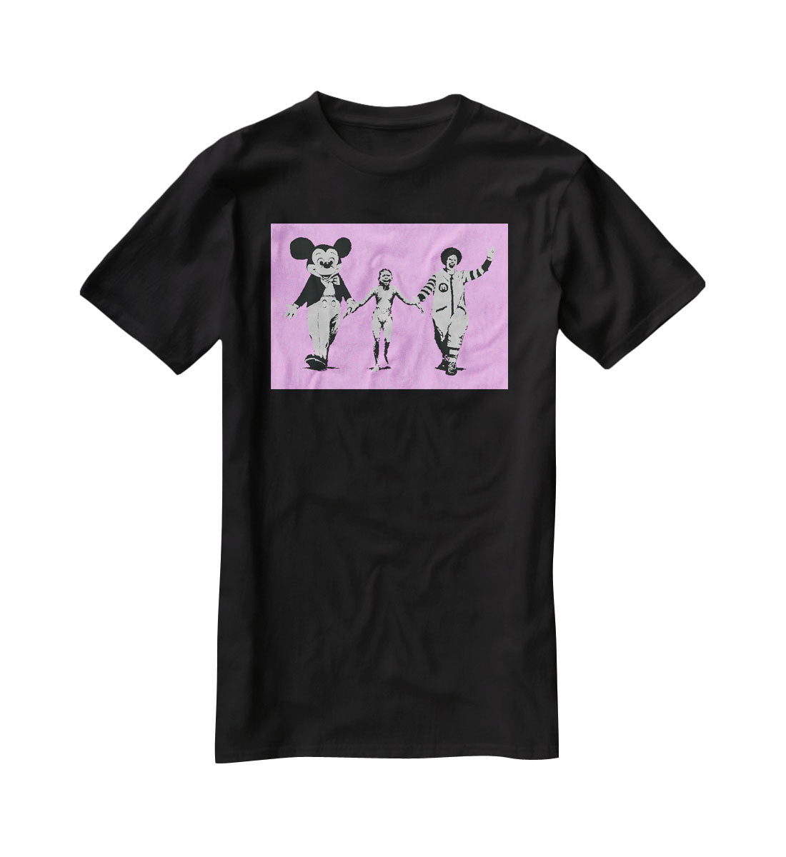 Banksy Mickey and Ronald Purple T-Shirt - Canvas Art Rocks - 1