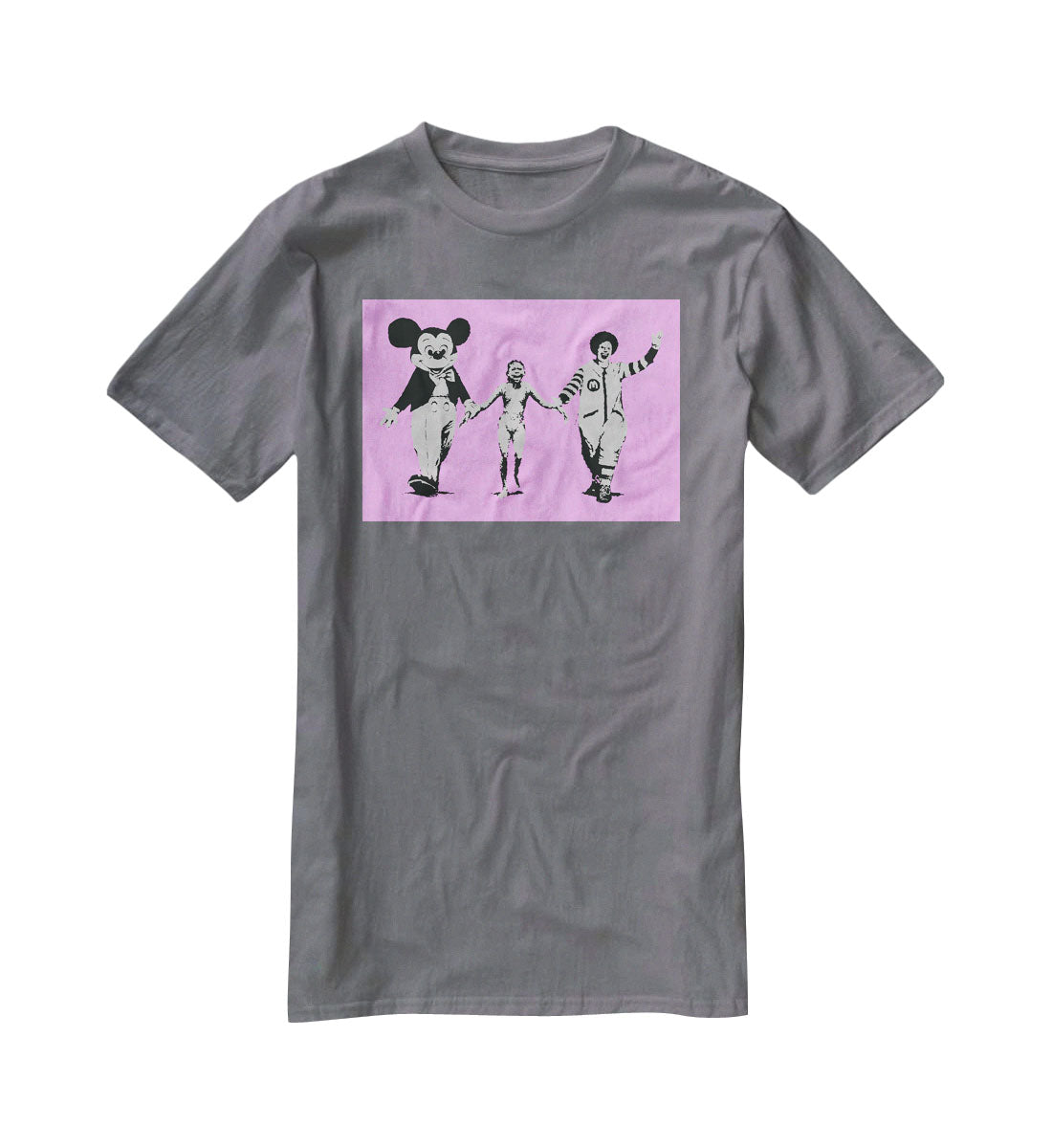 Banksy Mickey and Ronald Purple T-Shirt - Canvas Art Rocks - 3