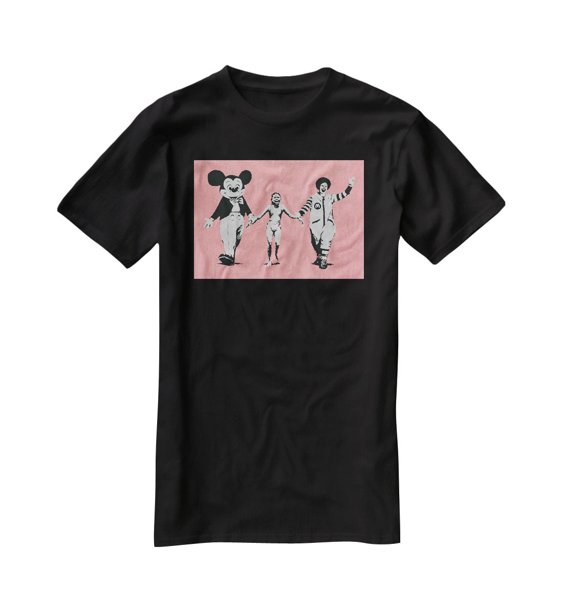 Banksy Mickey and Ronald Red T-Shirt - Canvas Art Rocks - 1