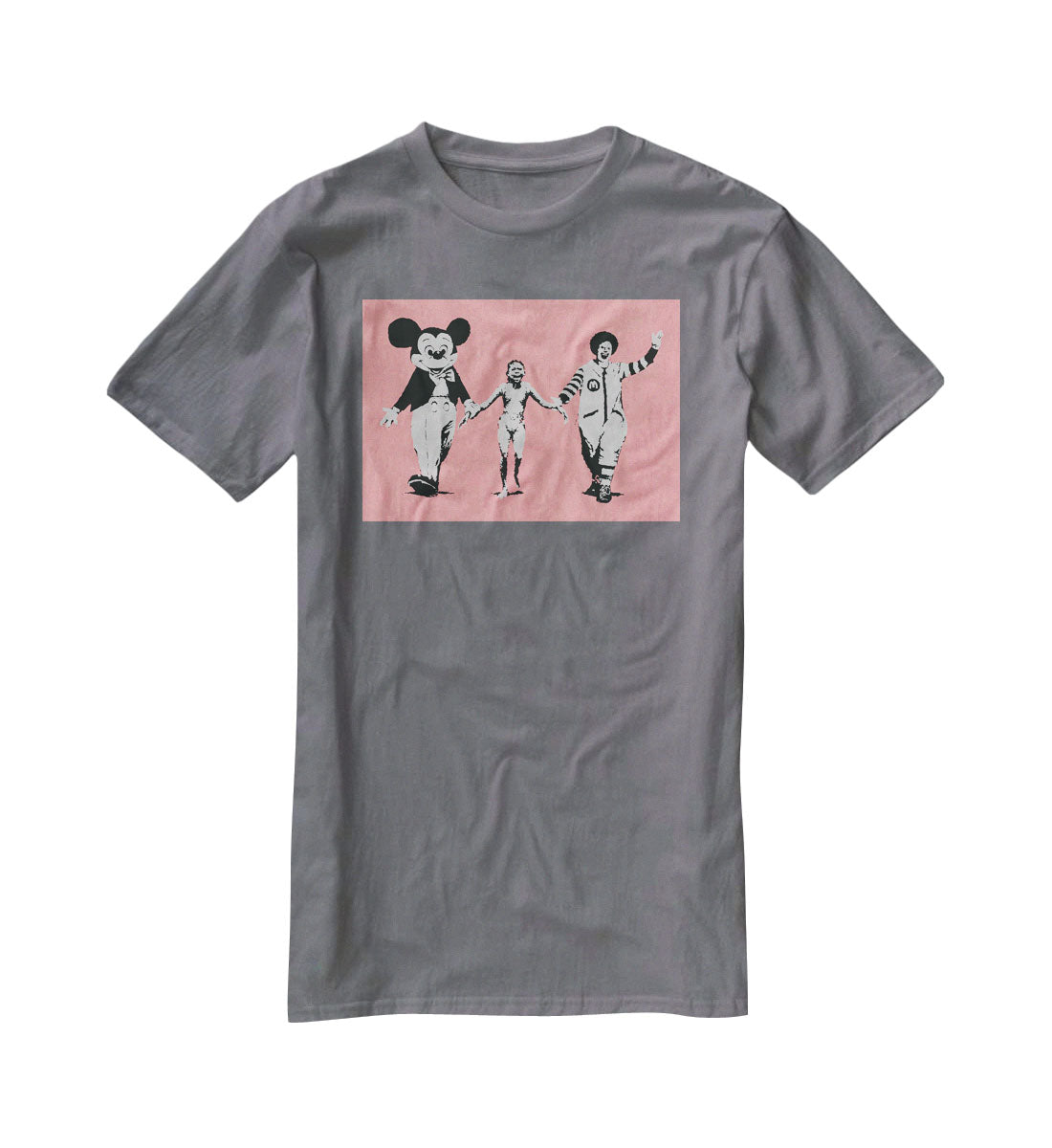 Banksy Mickey and Ronald Red T-Shirt - Canvas Art Rocks - 3