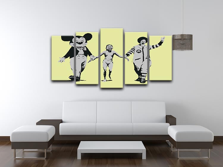 Banksy Mickey and Ronald Yellow 5 Split Panel Canvas - Canvas Art Rocks - 3