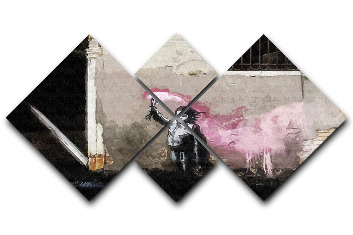 Banksy Migrant Child Venice 4 Square Multi Panel Canvas - Canvas Art Rocks - 1