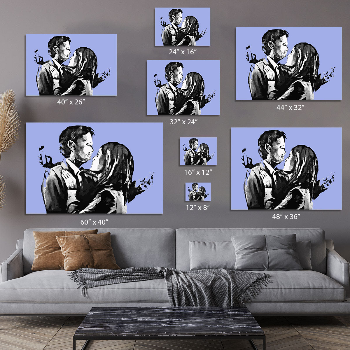 Banksy Mobile Lovers Blue Canvas Print or Poster - Canvas Art Rocks - 7