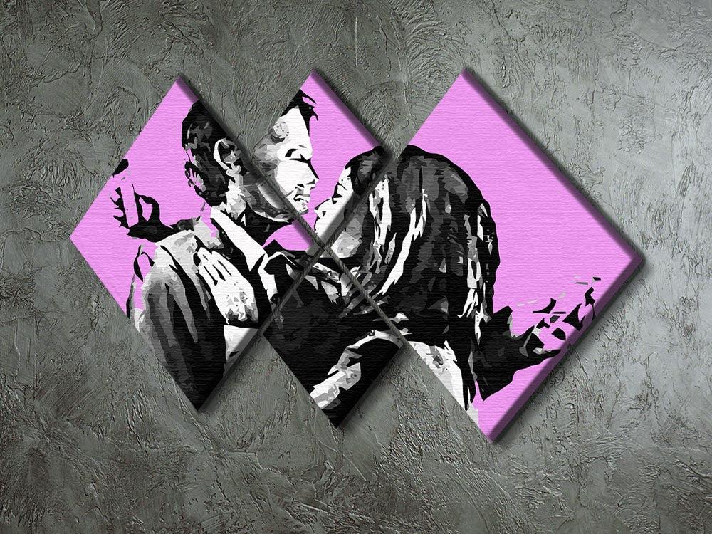 Banksy Mobile Lovers Purple 4 Square Multi Panel Canvas - Canvas Art Rocks - 2