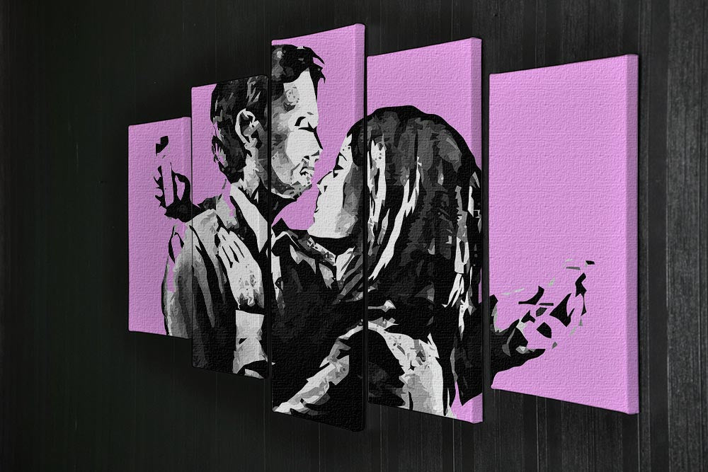 Banksy Mobile Lovers Purple 5 Split Panel Canvas - Canvas Art Rocks - 2