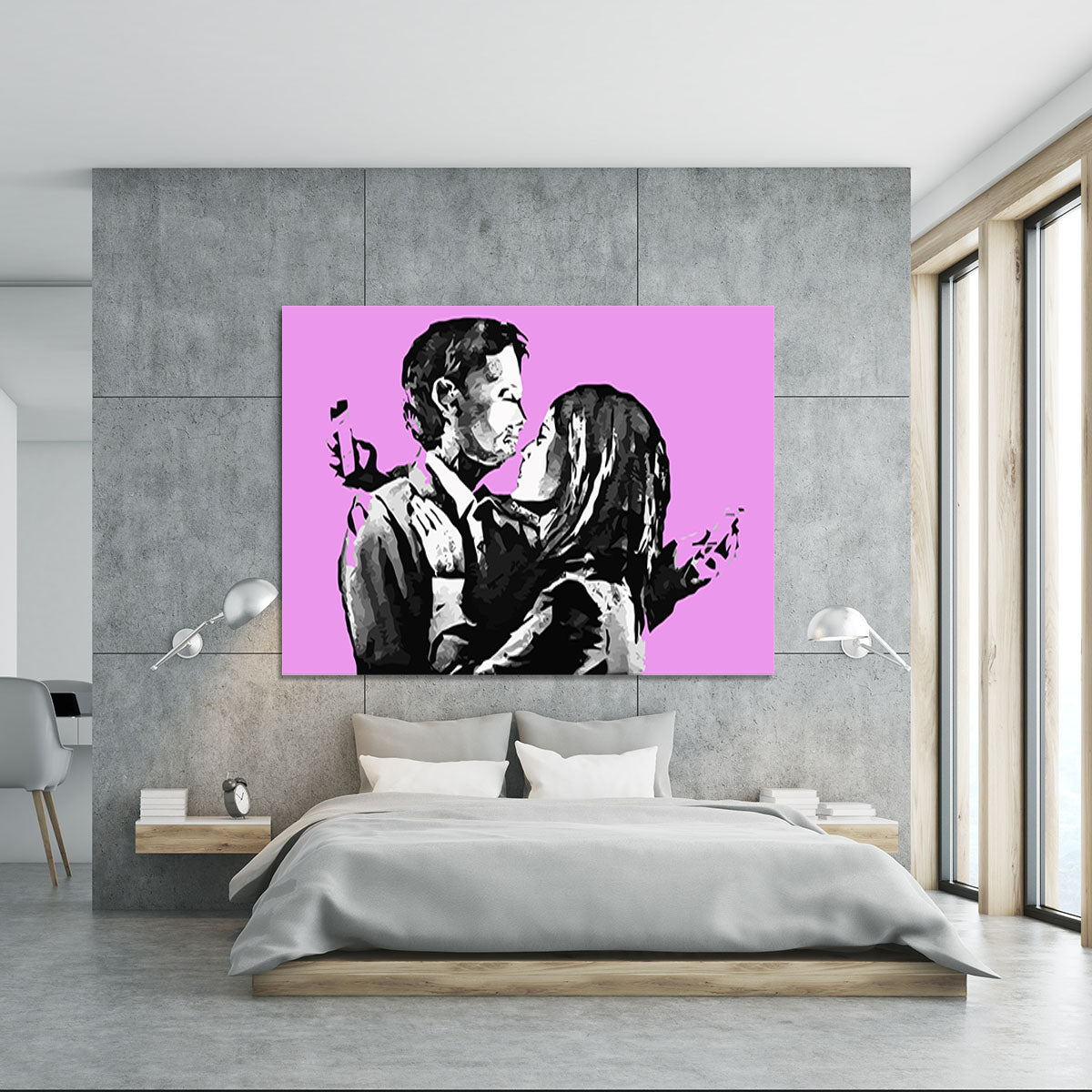 Banksy Mobile Lovers Purple Canvas Print or Poster - Canvas Art Rocks - 5