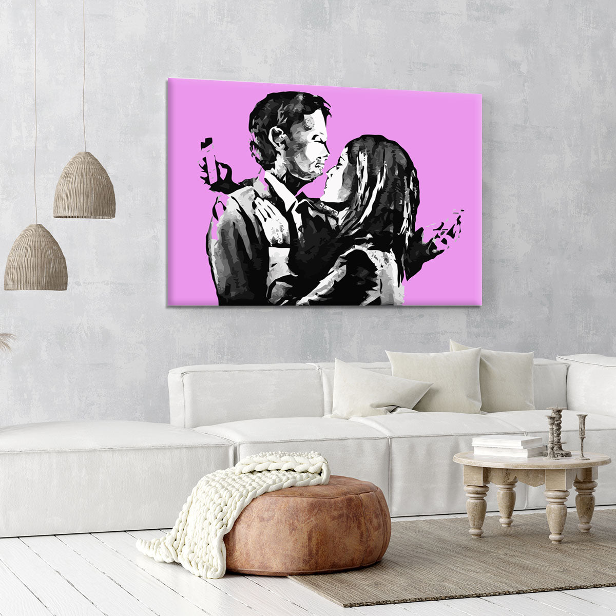 Banksy Mobile Lovers Purple Canvas Print or Poster - Canvas Art Rocks - 6