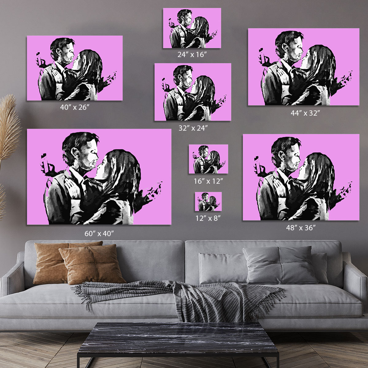 Banksy Mobile Lovers Purple Canvas Print or Poster - Canvas Art Rocks - 7