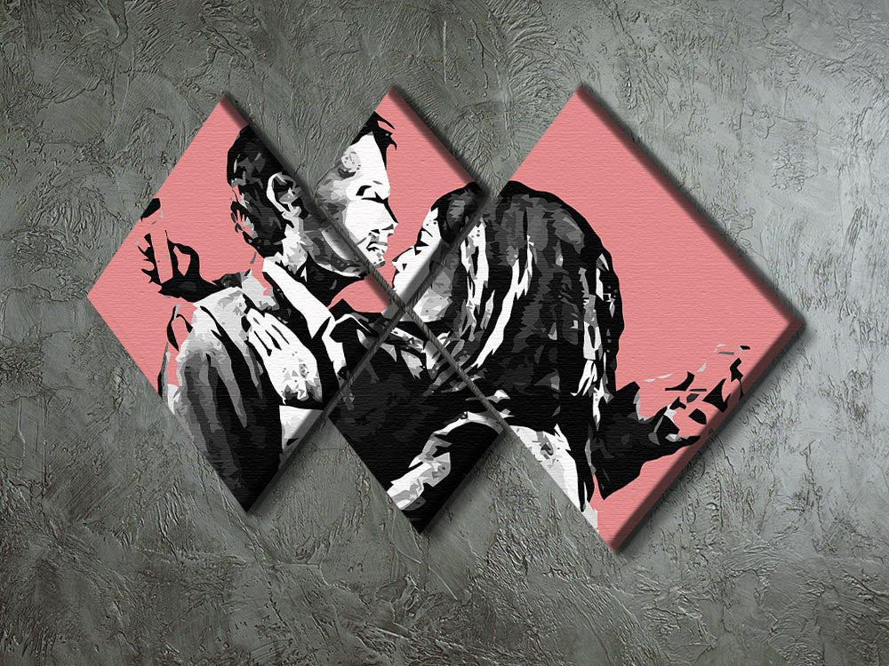 Banksy Mobile Lovers Red 4 Square Multi Panel Canvas - Canvas Art Rocks - 2